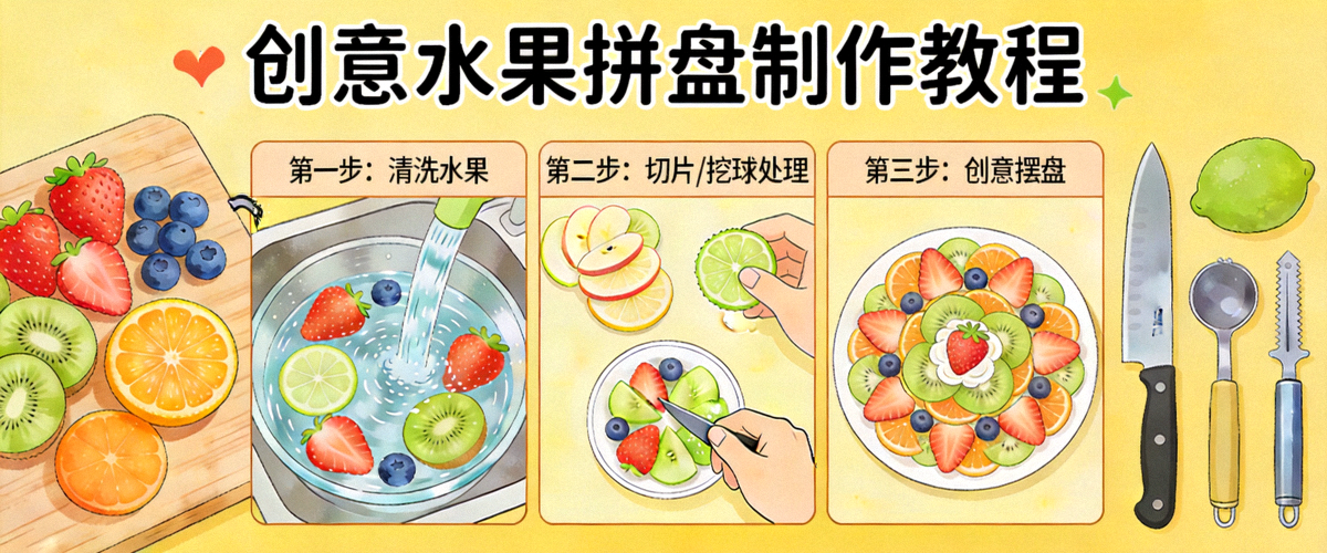 创意水果拼盘制作教程 - 健康美味的视觉盛宴